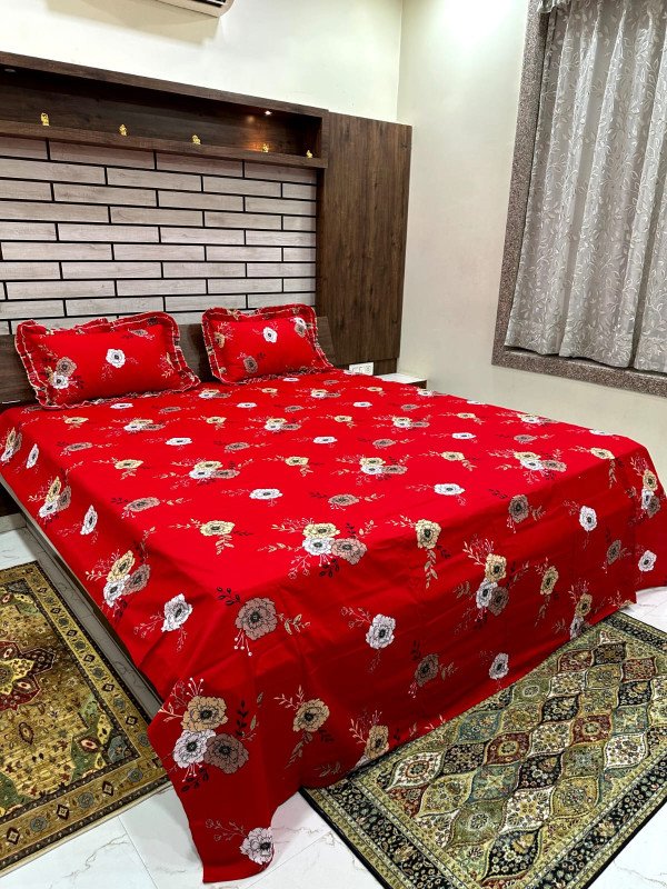 KING SIZE BEDSHEET WITH FRILL PILLOW COVERS (108*108)